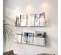 Lot de 2 supports de brochures transparents, porte-revues, support mural, étagère à suspendre, étagère à magazines, support de rangement pour salle d'attente, salon, bureau