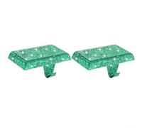Lot de 2 supports de chaussettes de Noël en métal avec base lourde et crochets de cheminée, conçus pour un soutien stable des bas en décoration saisonnière (vert)