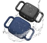 Lot de 2 supports de collier Tile Mate 2024, coque étanche en silicone pour chat, housse résistante aux rayures et à la poussière pour tracker de carrelage, noir/bleu
