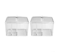 Lot de 2 supports de cotons-tiges en acrylique transparent avec couvercle, boîte de rangement portable pour cotons-tiges, cotons-tiges et accessoires de maquillage