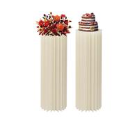 Lot de 2 supports de fleurs en carton pliables - 30 x 100 cm - Blanc - Colonnes en papier avec plaque en PVC - Charge maximale : 50 kg par pièce - Pour fête, anniversaire, décoration d'événement - Peu