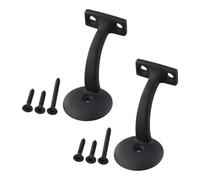 Lot de 2 supports de main courante noir mat de 7,6 cm en alliage de zinc pour rampes d'escalier d'intérieur et d'extérieur
