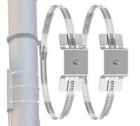 Lot de 2 supports de panneau de rue réglables en métal, 10,2 x 38,1 cm, matériel durable pour tiges rondes de poteau téléphonique, installation de caméra, configuration de panneau solaire, tuyau de