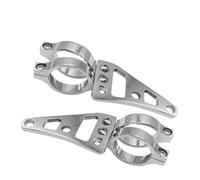 Lot de 2 supports de phare universels pour moto, fourche, oreille, hachoir, pince de fixation pour phare 39-41 mm, adaptés aux Harley Bobber Racer Support de Lumière Travail(Silver)