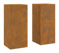 Lot De 2 Supports De Plantes Modernes Extérieur 24 X 24 X 55 Cm Design Épuré En Acier Rouillé Helloshop26 02_0052034