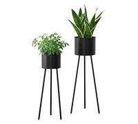 Lot de 2 Supports de Plantes Set Pots de Fleur Lot Cache-Pot Ensemble Bacs à Fleurs Vases Métal Tailles Différentes Noir