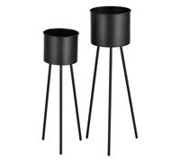 Lot De 2 Supports De Plantes Set Pots De Fleur Lot Cache-Pot Ensemble Bacs À Fleurs Vases Métal Tailles Différentes Noir Helloshop26 03_0005775 Multicolore