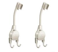 Lot de 2 supports de pommeau de douche avec angle réglable, support à ventouse et crochet, conçus pour sécuriser divers pommeaux de douche à main (blanc)