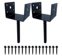Lot de 2 supports de poteau de clôture en forme de nous pour poteaux de 10,2 x 10,2 cm | Ancrage béton robuste avec vis pour terrasse, balustrade, porche, boîte aux lettres, SUspport | Support de
