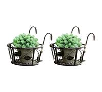 Lot de 2 supports de pots de fleurs robustes en fer pour économiser de l'espace - Étagère de décoration de jardin pour décoration de plantes - Support de rangement multifonctionnel pour balcon