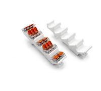 Lot de 2 supports de rail de toit - Compatible avec pinces à levier Wago 221-412, 221-413, 221-415 - Rail de support DIN 35 mm - Flexible 5 voies - PETG blanc - Fabriqué en Allemagne