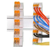 Lot de 2 supports de rail DIN pour 5 bornes Wago 221-412/221-413/221-415 (non incluses)