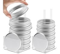 Lot de 2 supports de rangement pour couvercles de bocal Mason Jar Lid, en acrylique, support peu encombrant, support pratique avec anneau de couvercle, pour armoire ou plan de travail (A)