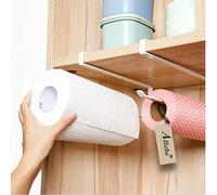 Lot de 2 Supports de Rouleau de Papier essuie-Tout sous Armoire de Cuisine, sans perçage, Porte-Serviettes sous étagère de Rangement pour Salle de Bain, Toilettes, évier et hôtel en métal
