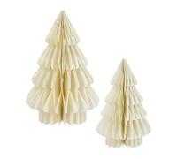 Lot de 2 supports de sapin de Noël en papier - 30 cm/20 cm - Crème - Décoration de table - Sapin de Noël à poser - Décoration pour Noël, l'Avent, l'hiver, la fenêtre