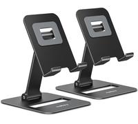 Lot De 2 Supports De Téléphone Portable Pliables Doubles,Support De Téléphone Entièrement Réglable Pour Bureau,Compatible Avec Iphone 15 14 13 12 11,Tous Les Téléphones,Noir & Noir(Q915)