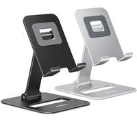 Lot De 2 Supports De Téléphone Portable Pliables Doubles,Support De Téléphone Entièrement Réglable Pour Bureau,Compatible Avec Iphone 15 14 13 12 11,Tous Les Téléphones,Noir & Argent(Q463)
