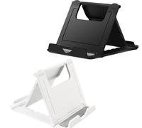 Lot de 2 supports de téléphone portable pour bureau, support de poche pliable, universel, réglable, compatible avec iPhone, iPad, Kindle, Android, noir et blanc