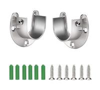 Lot de 2 Supports de Tringle à Rideau en U - Acier Inoxydable 32 mm - Pour Tringle Droit ou Courbé - Fixation Murale Incluse (Vis et Cheville) - Installation Facile et Robuste