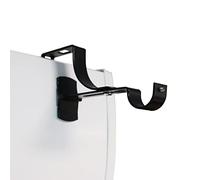 Lot de 2 Supports de Tringle à Rideaux Noir Geko résistant sans perçage pour Coffre de volet Roulant à rainure diamètre 20 mm - sans adhésif - Fixation réglable par vissage