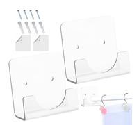 Lot de 2 supports de tringle de douche pour mur - En acrylique - Clip invisible - Support de rideau de salle de bain - Élément de fixation de cuisine - Pour la maison - Durable - Pour cannes, salle de