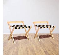 Lot de 2 Supports de valises d'hôtel - Support de Valise Pliable, Porte-Bagages en Bois Massif avec Dossier, pour hôtel, Chambre, Chambre d'amis, Placard, étagère de Rang