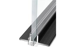 Lot de 2 supports de verre en aluminium de 100,3 cm pour garde-corps et porte de douche, canal inférieur antirouille F-Track pour panneau sans cadre de 8 à 12 mm