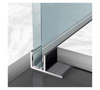 Lot de 2 supports de verre en aluminium de 100,3 cm pour garde-corps et porte de douche, canal inférieur antirouille F-Track pour panneau sans cadre de 8 à 12 mm