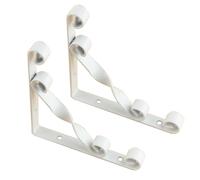 Lot de 2 supports d'étagère à volutes, cloisons murales, planches d'échafaudage en métal, support fixe d'étagère en fer, supports d'angle flottants for banc, table et étagère(White,200x200mm)