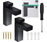 Lot de 2 supports d'étagère en verre (98 x 76 mm), supports pour étagères, supports en bois réglable, montage mural, clip en verre réglable pour étagères