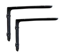 Lot de 2 Supports d'étagère flottants en Fonte Robustes, Design Vintage, Fixation Murale, antirouille, à Angle Droit, pour décoration de Jardin, Noir (Dimensions : 12,6 x 12,6 cm)