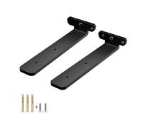 Lot de 2 supports d'étagère flottants en métal, supports d'étagère murale cachés en L pour étagères, pour bibliothèque, capacité de charge de 200 kg, avec vis (noir, 300 mm)