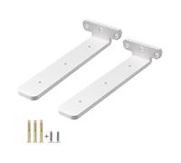 Lot de 2 supports d'étagère flottants en métal, supports d'étagère murale cachés en L pour étagères, pour bibliothèque, capacité de charge de 200 kg, avec vis (blanc, 250 mm)