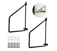 Lot de 2 supports d'étagère murale à angle droit, design vintage en fonte, support d'étagère flottante, pour garage, maison, jardin, bureau, avec accessoires à vis (noir) 40 cm