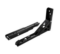 Lot de 2 supports d'étagère pliables en acier inoxydable, fixation murale, for table travail, gain place pour Salon Chambre charges lourdes(Black 12inch)