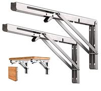 Lot de 2 supports d'étagère pliables en acier inoxydable robuste pour étagère murale, charge maximale : 68 kg, pour table de travail, économie d'espace (20,3 cm, acier inoxydable)