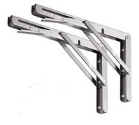 Lot de 2 supports d'étagère pliables, support pliable robuste en acier inoxydable 8 à 20 pouces, charnière for banc table(10in)