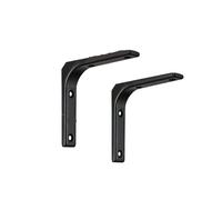 Lot de 2 supports d'étagère robustes en fer forme L, d'angle à angle droit for fixation murale meubles - Quincaillerie support pour Salon Chambre charges lourdes(Black150x200mm)