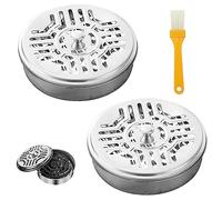 Lot de 2 Supports en Acier Inoxydable pour bobines de moustiques, boîte à Spirales Anti-moustiques avec Couvercle de poignée, Support pour Spirales de Fumage, récipient à Spirale de Moustique
