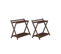 Lot de 2 supports étagères à fleurs en bois - 2 niveaux - sapin traité carbonisation