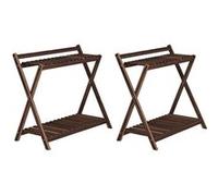 Outsunny Support pour plantes Lot de 2 2 niveaux en bois, intérieur et extérieur, marron