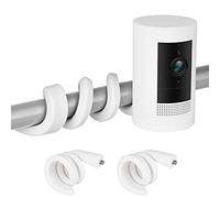 Lot de 2 supports flexibles à visser pour caméra Ring Stick Up Cam & Ring Outdoor Cam Plus, support de montage flexible col de cygne pour fixer votre appareil photo n'importe où sans outils - Blanc