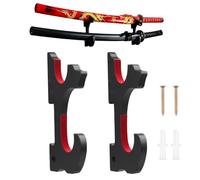 Lot de 2 supports katana mural en bois avec rembourrage, support sabre mural robuste et décoratif, présentoir épée samouraï compatible katana, wakizashi, tanto, rapière et armes cosplay, vis incluses