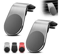 Lot de 2 supports magnétiques de navigation pour téléphone portable, type L, rotation à 360°, support de téléphone portable universel pour voiture, support magnétique puissant pour tout smartphone