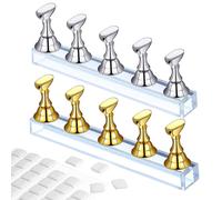 Lot De 2 Supports Magnétiques En Acrylique Pour La Pratique Du Nail Art, Avec Embouts Et Pâte Adhésive. Parfaits Pour L'entraînement Et La Présentation.