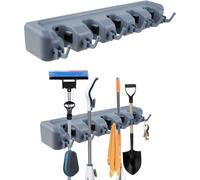 lot de 2 supports muraux de 40 cm pour garage | Support mural pour balais et outils | Système de rangement pour la cuisine | Barre d'outils avec 6 crochets et 5 fixations rapides antidérapantes | Barr