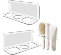 Lot de 2 supports muraux en acrylique pour brosse à cheveux pour salle de bain sans perçage Méthode d'installation