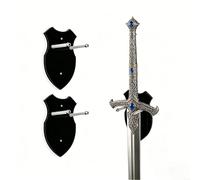 Lot de 2 supports muraux en acrylique transparent pour un affichage vertical sécurisé, convient pour les épées décoratives et les répliques historiques (noir)