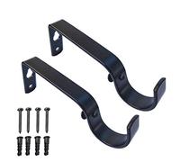 Lot de 2 supports muraux en métal très résistants pour tringle à rideau (noir)