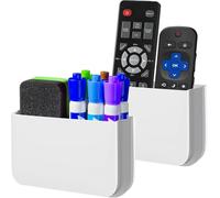 Lot de 2 supports muraux magnétiques multifonctionnels pour télécommande TV, porte-stylos magnétiques pour réfrigérateur, marqueur de tableau blanc, accessoires de casier (blanc)